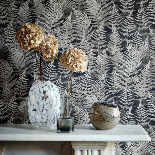 Clarissa Hulse Woodland Fern Charcoal Wallpaper Room
