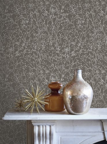 Clarissa Hulse Gypsophila Mocha & Silver Wallpaper Room