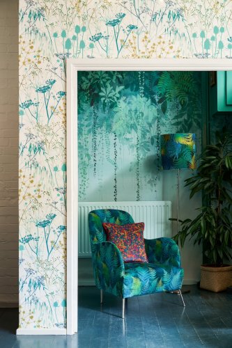 Clarissa Hulse Summer Border Verdigris Wallpaper Room 2