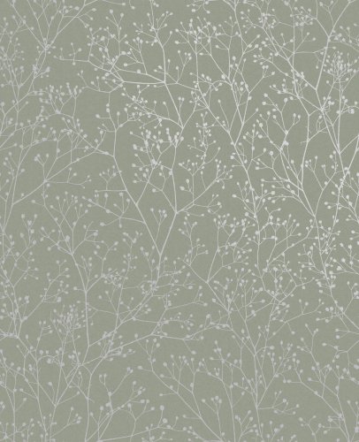 Clarissa Hulse Gypsophila Spring Green & Silver Wallpaper Long