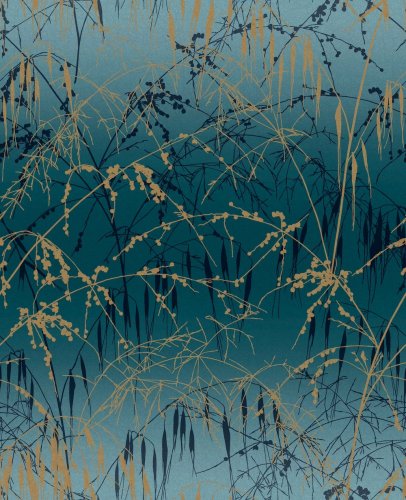 Clarissa Hulse Meadow Grass Teal & Soft Gold Wallpaper Long