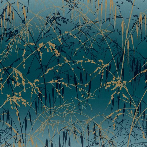 Clarissa Hulse Meadow Grass Teal & Soft Gold Wallpaper