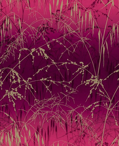 Clarissa Hulse Meadow Grass Damson & Soft Gold Wallpaper Long