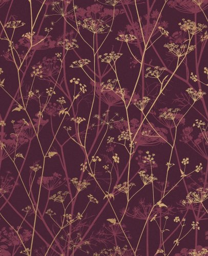 Clarissa Hulse Summer Wild Chervil Damson & Gold Wallpaper Long