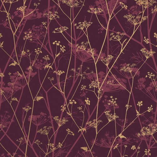 Clarissa Hulse Summer Wild Chervil Damson & Gold Wallpaper