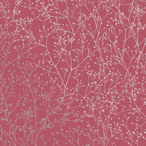 Clarissa Hulse Gypsophila Raspberry & Silver Wallpaper
