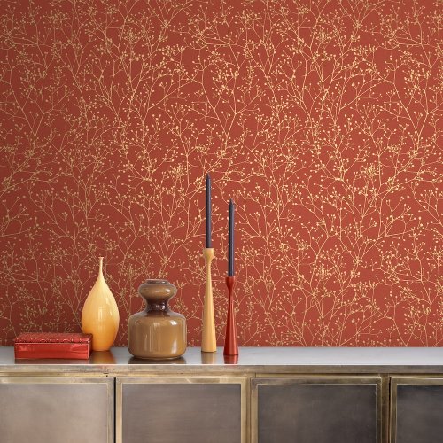 Clarissa Hulse Gypsophila Paprika & Gold Wallpaper Room