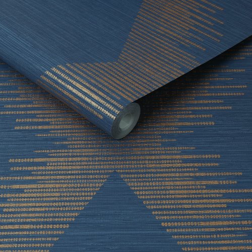Superfresco Serenity Geo Navy/Copper Wallpaper Roll