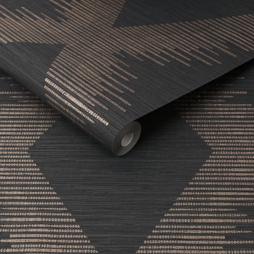 Superfresco Serenity Geo Black/Rose Gold Wallpaper Roll