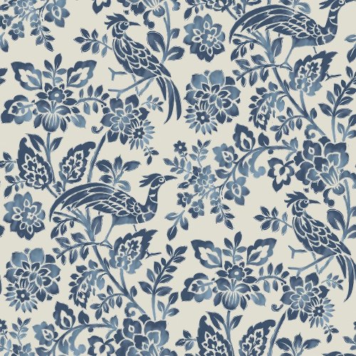 Laura Ashley Adain Palace Dark Seaspray Blue Wallpaper
