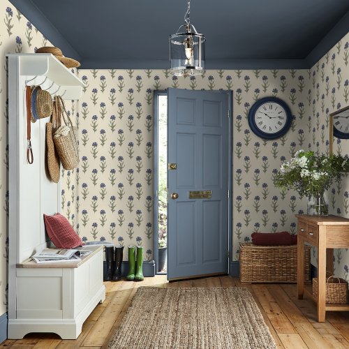 Laura Ashley Dandelion Dusky Seaspray Blue Wallpaper Room