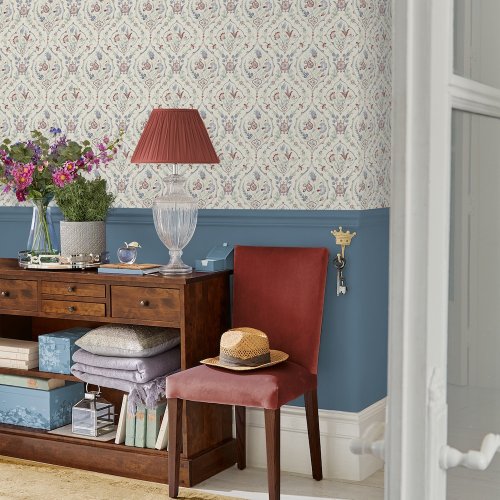 Laura Ashley Foscot Damask Crimson Red Wallpaper Room