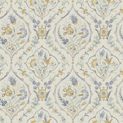 Laura Ashley Foscot Damask Pale Ochre Yellow Wallpaper