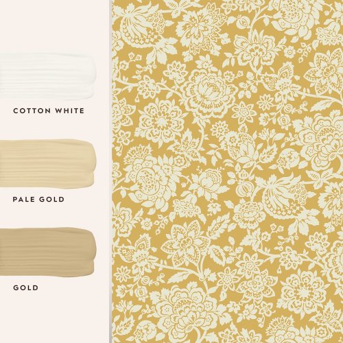 Laura Ashley Trailling Laurissa Pale Ochre Yellow Wallpaper Matching Paint