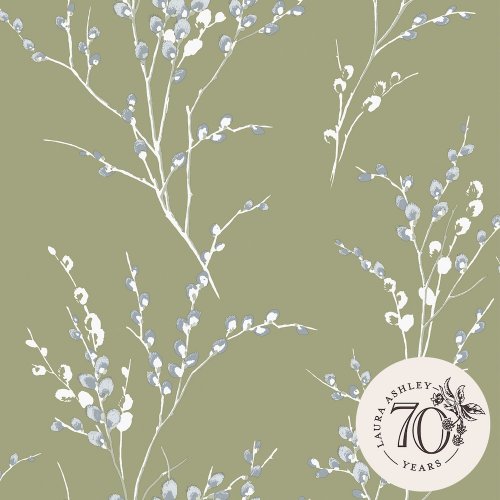 Laura Ashley Pussy Willow Moss Green Wallpaper