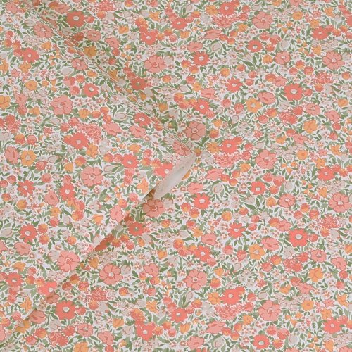 Laura Ashley Loveston Coral Pink Wallpaper Roll