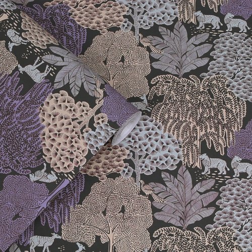 Laura Ashley Garwood Grove Violet Grey Wallpaper Roll