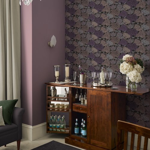 Laura Ashley Garwood Grove Violet Grey Wallpaper Room
