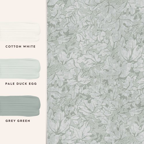 Laura Ashley Corrina Leaf Mineral Green Wallpaper Paint Match