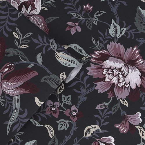 Laura Ashley Edita's Garden Charcoal Grey Wallpaper Roll