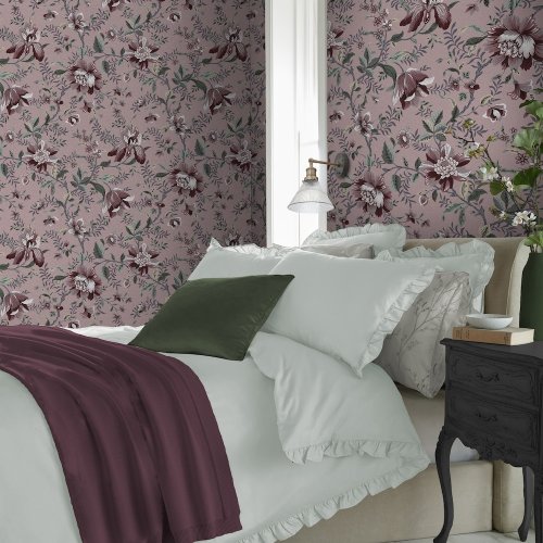 Laura Ashley Edita's Garden Pale Blackberry Wallpaper Room