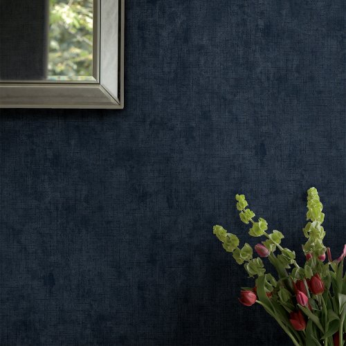 Laura Ashley Plain Midnight Seaspray Wallpaper Room