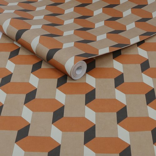 Sublime Vintage Geometrics Brown Wallpaper Roll