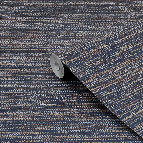 Boutique Chunky Horizontal Weave Indigo Wallpaper Roll