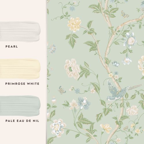 Laura Ashley Summer Palace Eau de Nil Wallpaper Paint Match