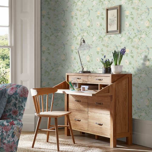 Laura Ashley Summer Palace Eau de Nil Wallpaper Room