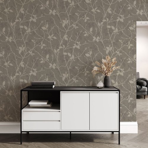 Boutique Belle Taupe & Gold Wallpaper Room