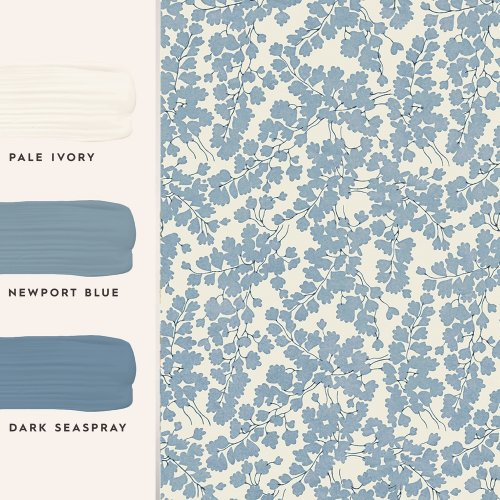 Laura Ashley Cariad Spray Newport Blue Wallpaper Matching Paint