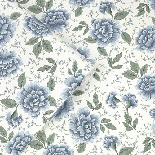 Laura Ashley Pickworth Posy Pale Seaspray Blue Wallpaper Roll
