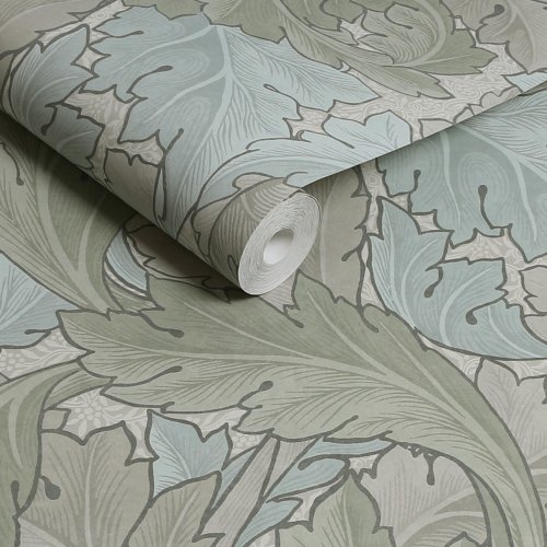 Morris at Home Acanthus Sage & Duck Egg Wallpaper Roll