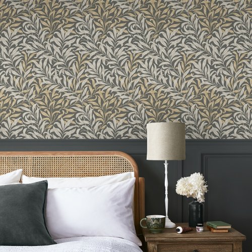 Morris at Home Willow Bough Charcoal Wallpaper Room