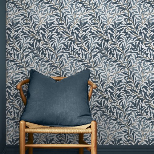 Morris at Home Willow Bough White & Blue Wallpaper Room