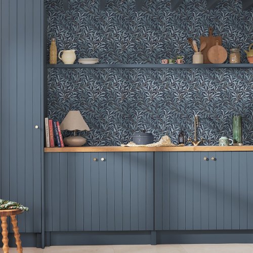 Morris at Home Willow Bough Deep Blues Wallpaper Room