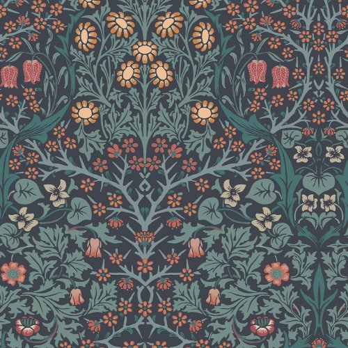 Morris at Home Blackthorn Navy Wallpaper