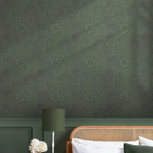 Morris at Home Marigold Fibrous Green Wallpaper Room