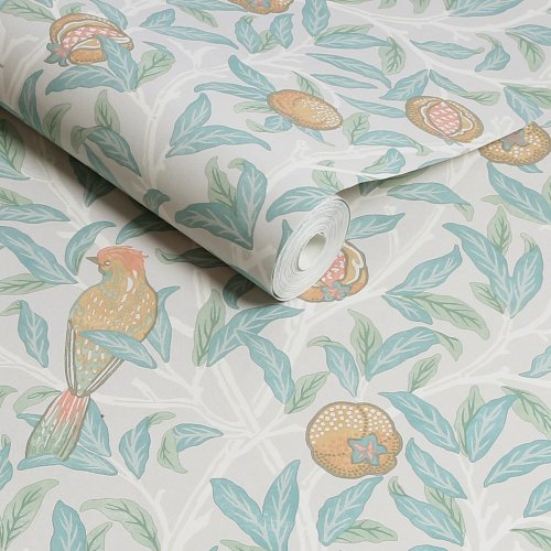 Morris at Home Bird & Pomegranate Duck Egg Wallpaper Roll