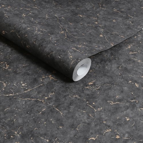 Roll shot of Gilded Plaster Black and Gold wallpaper texture