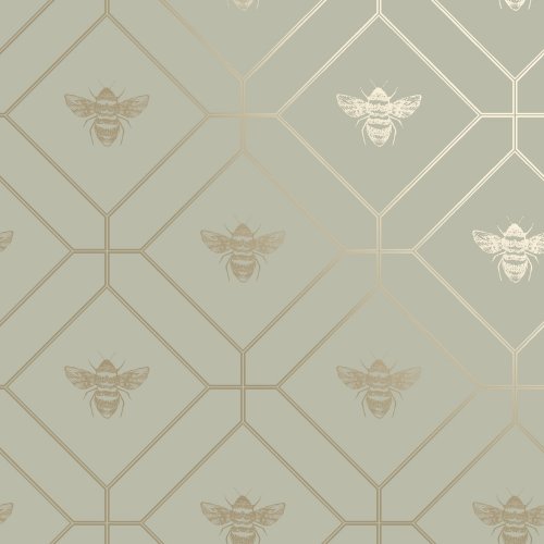 Holden Decor Honeycomb Bee Green Wallpaper 13080