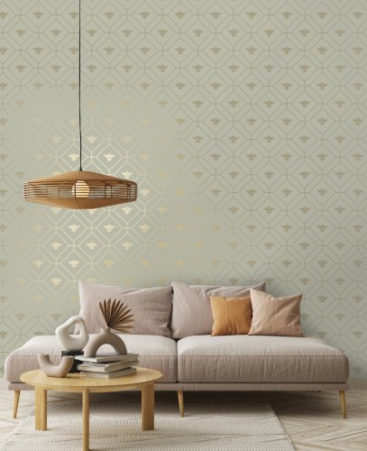 Holden Decor Honeycomb Bee Green Wallpaper 13080