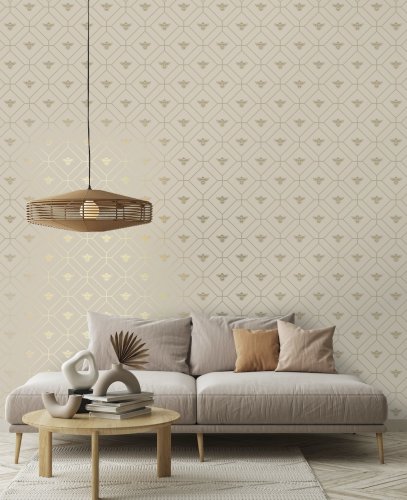 Holden Decor Honeycomb Bee Taupe Wallpaper 13082