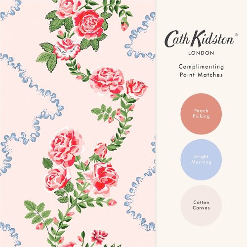 Cath Kidston Rose Flutter Pink Wallpaper Matching Paint Colours