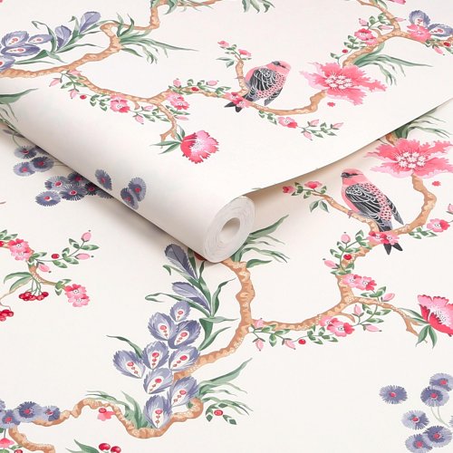Cath Kidston Birds & Berries Spring wallpaper roll, floral and bird pattern