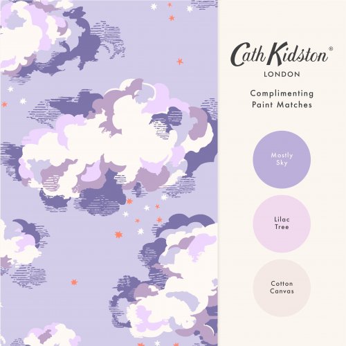 Cath Kidston Silver Linings Violet wallpaper with matching paint shades