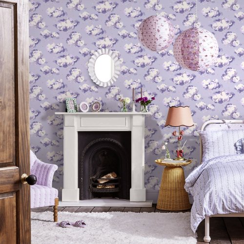 Cath Kidston Silver Linings Violet Wallpaper Room