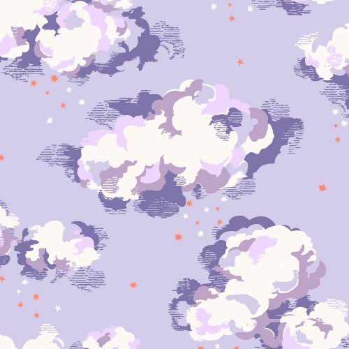 Cath Kidston Silver Linings Violet wallpaper, soft violet cloud print