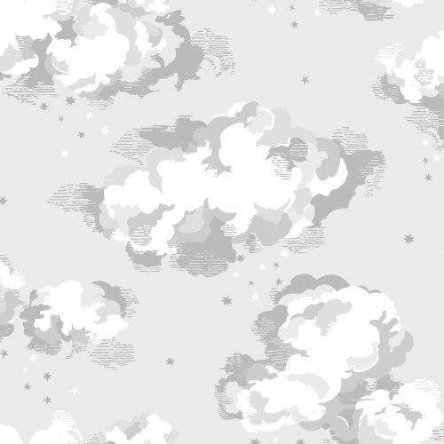 Dreamy cloud design in neutral tones on Cath Kidston Silver Linings Neutral wallpaper